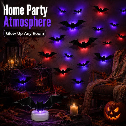 Halloween Bat Decorations LED Light Up – 3D Bat Wall Stickers
