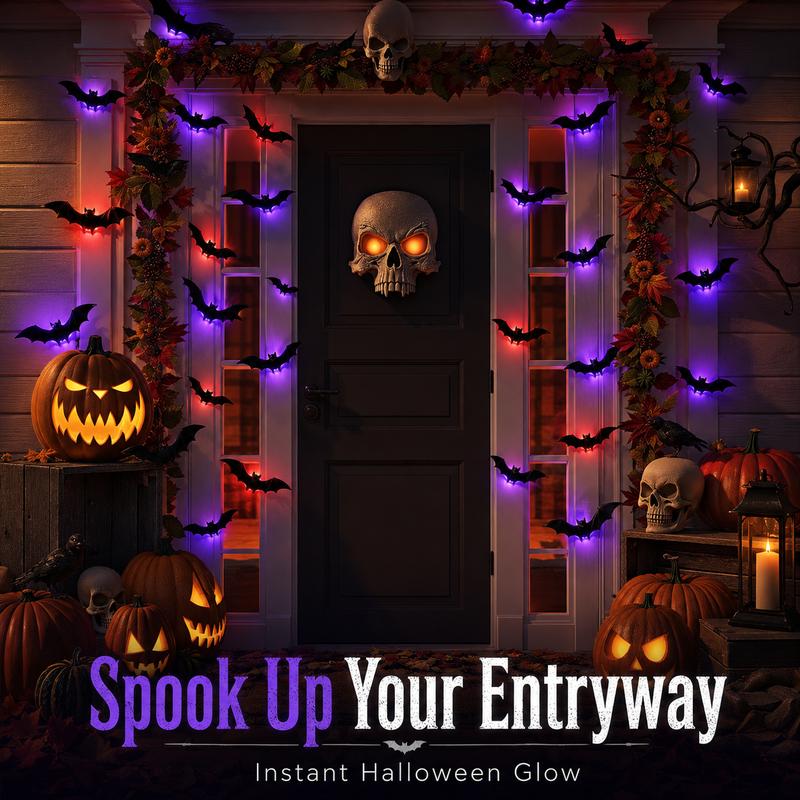 Halloween Bat Decorations LED Light Up – 3D Bat Wall Stickers